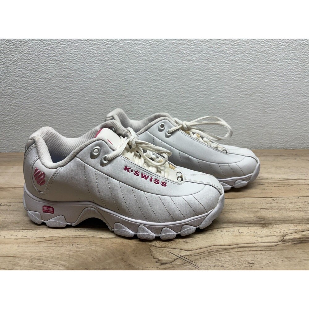 K Swiss Women White Leather Lace Up Shock Springs Sneakers Size 7